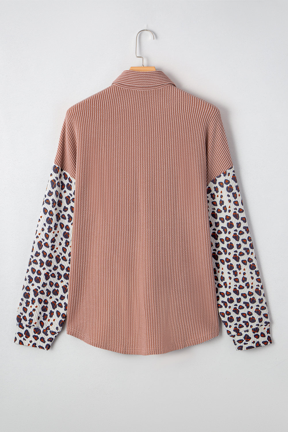 Leopard Patched Twisted Ribbed Western Casual Shacket