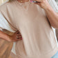 Carrot Twist Rib Colorblock Hi Low Plus Size Short Sleeve Top