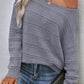 Boat Neck Drop Shoulder Pointelle Knit Sweater