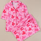 Bow Knot Print Lapel Collar Short Sleeve and Pants Pajamas Set