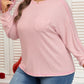 Ribbed Exposed Seam Round Neck Chest Pocket Plus Knit Top