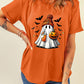 Playful Halloween Ghost Pumpkin Print Womens Casual Tee