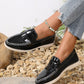 Glossy PU Leather Pointed Toe Slip On Loafers