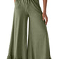 Ruffled Wide Leg Pull On High Waist Pants with Pockets