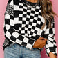 Checkered Drop Shoulder Sweater