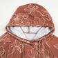 Floral Twisted Rib Drawstring Kangaroo Pocket Hoodie