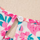 Plus Size Floral Print Frilled Short Sleeve Flare Dress