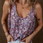 Boho Floral Pleated Buttoned Front Tank Top