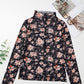 Floral Mesh Mock Neck Long Sleeve Slim Fit Top