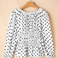 Polka Dot Puff Sleeve Bow Square Neck Peplum Top