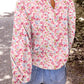 Floral Print Sweet Lantern Long Sleeve Blouse