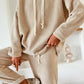 Hoodie and High Waist Pants Corduroy Suit
