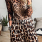 Leopard Round Neck Long Sleeve Slim Top