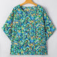 Abstract Print V Neck Half Sleeve Loose Fit Tunic Blouse