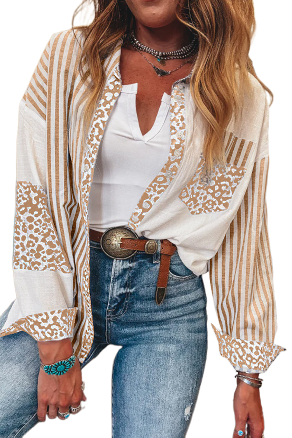 Leopard Striped Western Casual Shirt