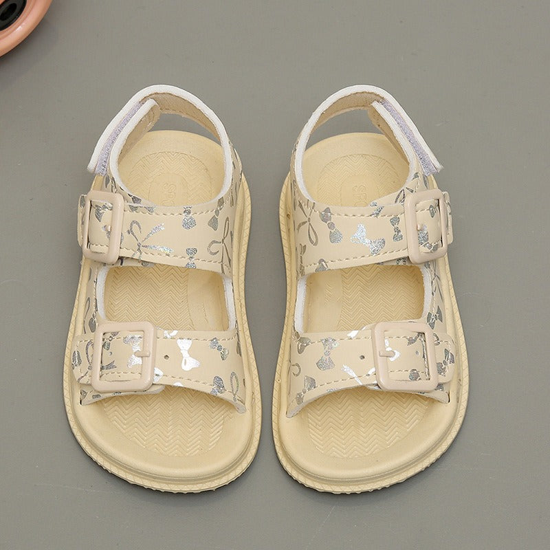 Children’s Glitter Ribbon Soft Soled Sandals
