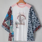 Asymmetric Printed Patchwork Sleeve Peace Desert Graphic Top