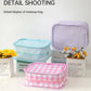 Ruffle Checker Cosmetic Bag