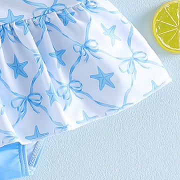 2Pcs Toddler Girl Swimsuit Set Sleeveless Halter Neck