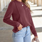 Solid Exposed Seam Crew Neck Long Sleeve Top