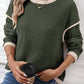 Trim Knit Drop Shoulder Loose Top