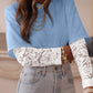 Lace Long Sleeve Insert Drop Shoulder Tee
