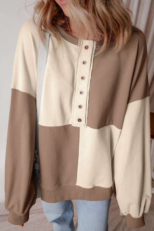Henley High Low Oversize Sweatshirt