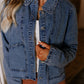 Scallop Trim Collar Patched Pocket Button Up Denim Jacket