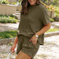 Ribbed Textured Knit Loose Fit Tee and Shorts Set