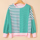 Mix Pattern Color Block Patchwork Side Slit Baggy Sweatshirt