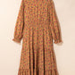 Plus Size Floral Split V Neck Ruffled Sleeve Tiered Maxi Dress