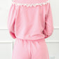 Peter Pan Lace Embellished Neck Collision Sweatshirt and Skirt Two Piece Set