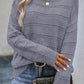 Boat Neck Drop Shoulder Pointelle Knit Sweater