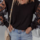 Flower Applique Mesh Long Sleeve V Neck Blouse