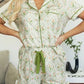 Floral Print Contrast Pipping Short Pajamas Set