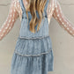 Wash Tiered Flowy Overall Denim Dress