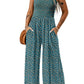 Floral Print Smocked High Waist Square Neck Jumpsuit