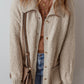 Collared Drop Shoulder Button Up Cardigan with Pocket