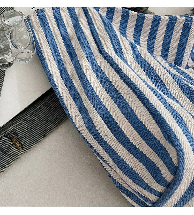 Large Capacity Striped Canvas Bag