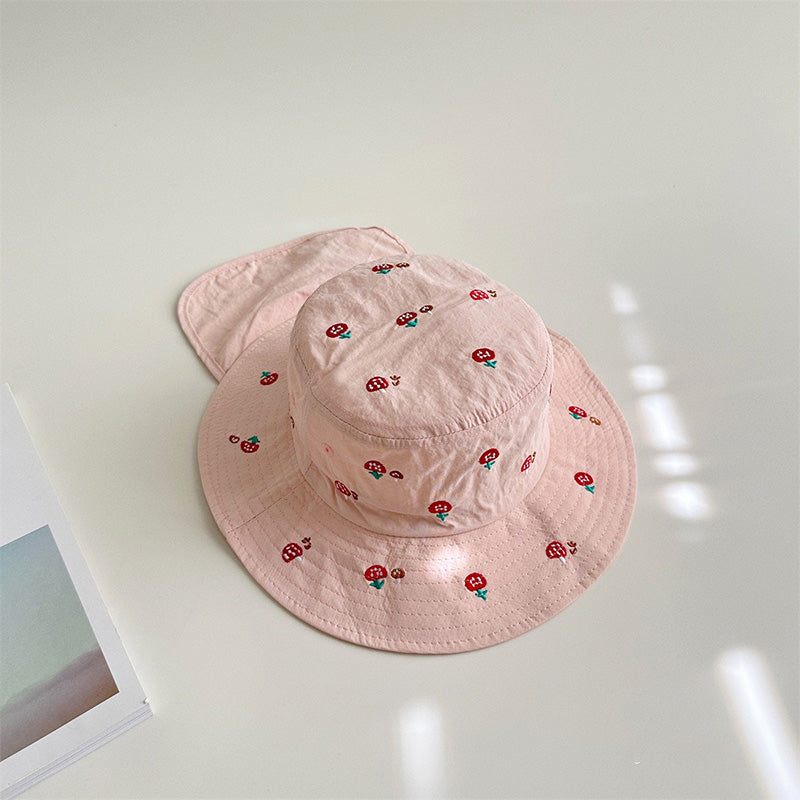 Children's Sun Protection Bucket Hat with Wide Brim and Neck Flap