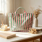 Custom Embroidered Waterproof Striped Tote Bag