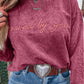Letter Embroidery Mineral Wash Loose Sweatshirt