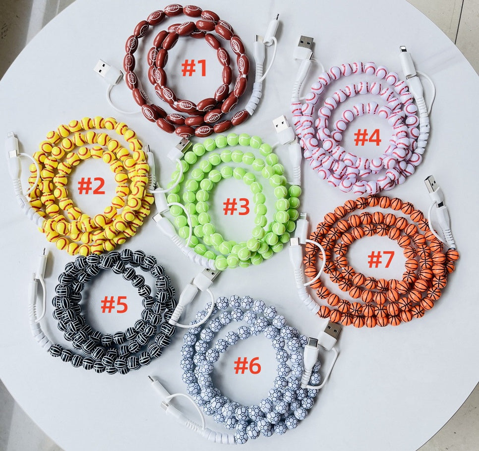 4 in 1 Sporty Beaded for iPhone Charger Cord