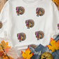 Thanksgiving Turkey Sequin Patched Pullover Sweatshirt