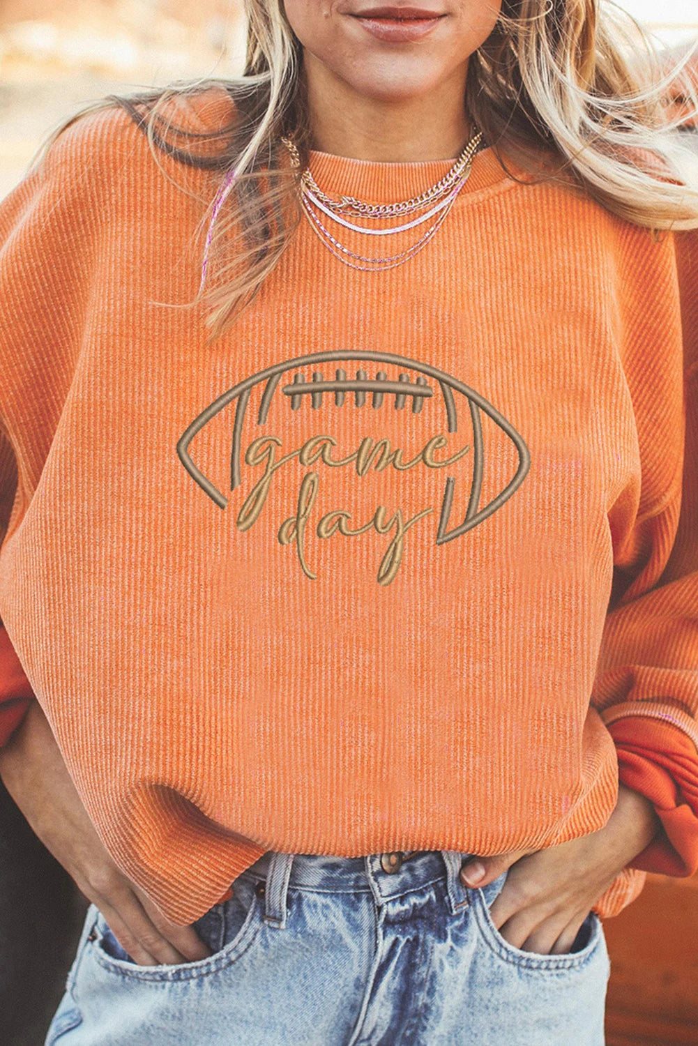 Embroidered Corduroy Sweatshirt