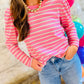 Textured Knit Round Neck Long Sleeve Top
