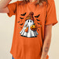 Playful Halloween Ghost Pumpkin Print Womens Casual Tee