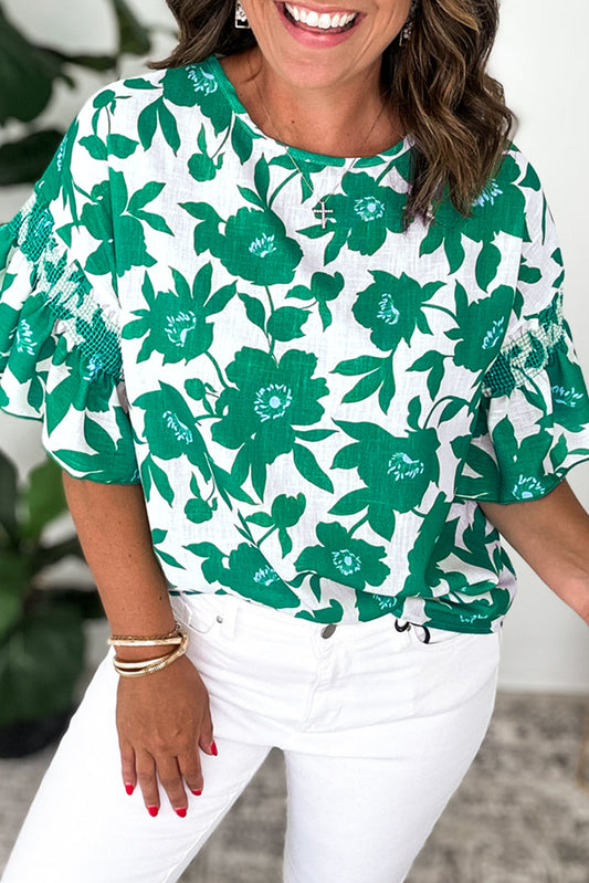 Floral Ruffled Sleeve Blouse