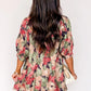 Floral Print Frilled Collar V Neck Half Sleeve Mini Dress