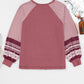 Contrast Print Striped Raglan Long Sleeve Loose Top
